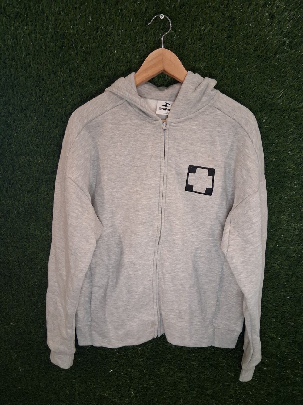 SeaWorld Rescue Hoodie Sweatshirt Gray Full Zip Spellout Logo Men's Size Small